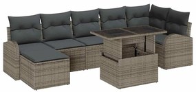 Conjunto de Sofás de Jardim de 8 Peças com Almofadas Cinza em Poliratt