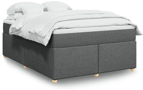 vidaXL Cama com molas/colchão 140x190 cm tecido cinzento-escuro