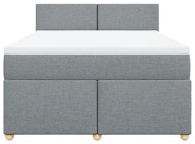 Cama com molas/colchão 160x200 cm tecido cinzento-claro
