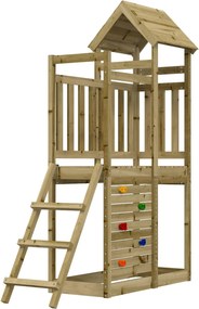 vidaXL Torre de Brincar Castanho Madeira Sólida Impregnada