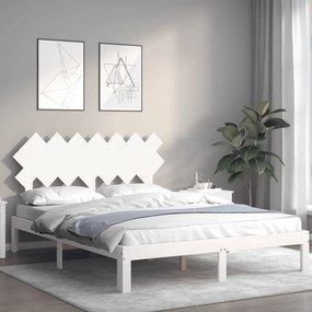 Estrutura de cama King Size com cabeceira madeira maciça branco