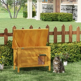 Casinha para gatos, exterior em madeira elevada com teto basculante e isolamento, 85 x 50 x 68,5 cm