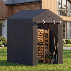 Abrigo de Jardim para Arrumação, 92 x 150 x 150 cm, Estrutura Galvanizada, Cinzento-escuro