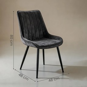 Conjunto 2 cadeiras de sala de jantar ou cozinha, pernas de aço cinzento-preto