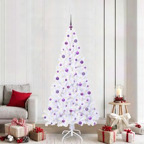 vidaXL Árvore de Natal Artificial com 300 LEDs Branco 210 cm PVC e Aço