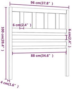 Cabeceira de cama 96x4x100 cm pinho maciço preto