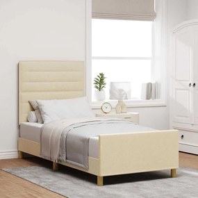 Cama de tecido creme 90x190 cm vidaXL