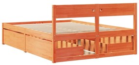 Cama sem colchão 120x190 cm madeira pinho maciça castanho-mel