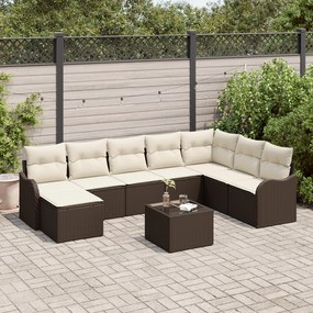Conjunto de Sofá de Jardim vidaXL 8 Peças com Almofadas Cinzas Vime PE