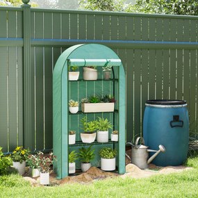 Estufa Pequena com 4 Prateleiras Porta Enrolável Cobertura de PE e Estrutura de Aço para Cultivos 105x45x160 cm Verde