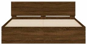 Estrutura de cama com cabeceira 140x200 cm carvalho castanho