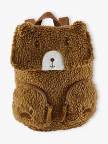 Mochila urso castanho medio liso com motivo