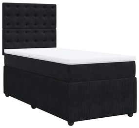 Cama com molas/colchão 100x200 cm veludo preto