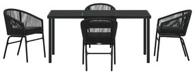 Conjunto de Jantar de Jardim de 5 Peças - Móveis de Rattan Preto