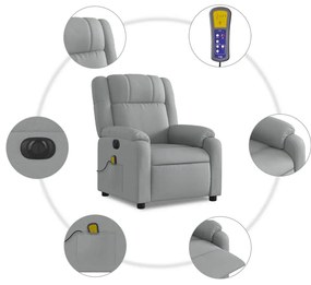 Poltrona de massagens reclinável elétrica tecido cinzento-claro