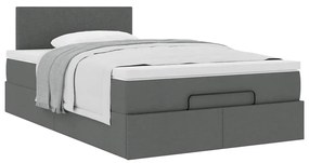 Cama otomana com colchão 120x200 cm tecido cinzento escuro
