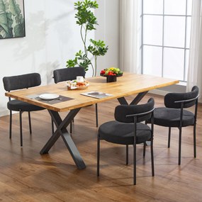 Conjunto de 4 cadeiras de sala de jantar (MESA NÃO INCLUIDA) com encosto em tecido e pés em aço, 51 x 51 x 76 cm, preto