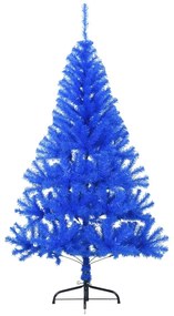 Meia árvore de Natal artificial com suporte 150 cm PVC azul