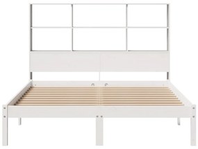 Cama com estante sem colchão 140x190 cm pinho maciço branco