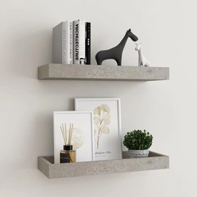 vidaXL Prateleiras parede Loggia 2 pcs 40x15x4 cm MDF cinzento cimento
