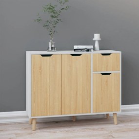 vidaXL Aparador 90x30x72cm derivados de madeira branco/carvalho sonoma