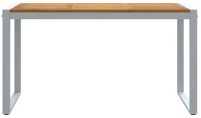 Mesa de Jantar ao Ar Livre vidaXL Cinza 140x80x75 cm Aço e Madeira Sól