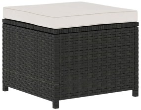 5 pcs conjunto lounge de jardim c/ almofadões vime PE preto