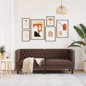 Sofá chesterfield 2 lugares couro artificial castanho