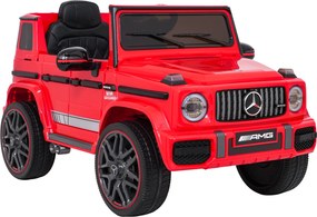Carro elétrico para Crianças 2 a 5 anos 12V Mercedes G63 AMG LIFT Rodas de espuma EVA, assento Couro ecológico Vermelho