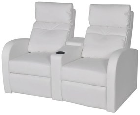 Poltrona reclinável de 2 lugares couro artificial branco