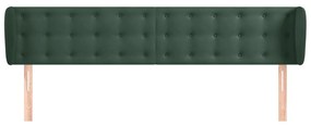 Cabeceira de cama c/ abas veludo 183x23x78/88cm verde-escuro