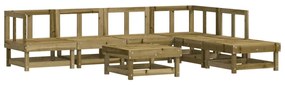 7 pcs conjunto lounge de jardim c/ almofadões pinho impregnado