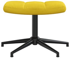 Cadeira de descanso com banco veludo amarelo mostarda