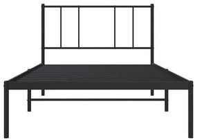 Estrutura de cama com cabeceira 100x190 cm metal preto
