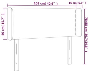 Cabeceira de cama c/ abas tecido 103x16x78/88cm castanho-escuro