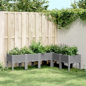 vidaXL Vaso/floreira de jardim c/ pernas 160x120x42 cm PP cinza-claro