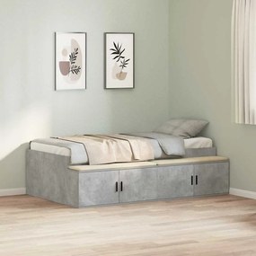 Estrutura de Cama de Armazenamento Cinza Concreto 100x200 cm