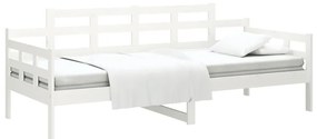 Sofá-cama 90x200 cm madeira de pinho maciça branco