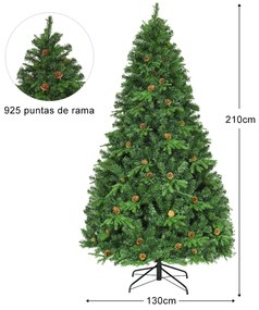 Árvore de Natal iluminada de 2,1 m com suporte Artificial Decoração para Natal em Casa Festa Verde