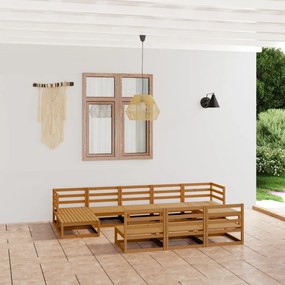10 pcs conjunto lounge de jardim pinho maciço