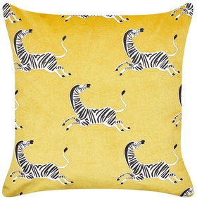 Conjunto de 2 almofadas decorativas com padrão de zebras em veludo amarelo 45 x 45 cm ACONITUM Beliani