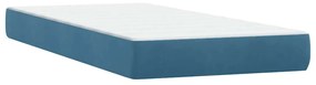 Cama com molas/colchão 90x220 cm veludo azul-escuro
