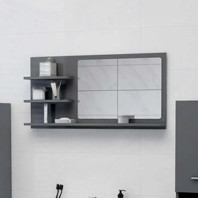 805023 vidaXL Espelho de casa de banho 90x10,5x45cm contrap. cinza brilhante