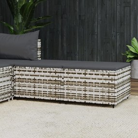 vidaXL Apoios de pés para jardim com almofadões 2 pcs vime PE cinzento