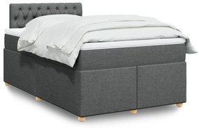 vidaXL Cama com molas/colchão 120x200 cm tecido cinzento-escuro