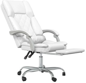 Cadeira escritório massagens reclinável couro artificial branco