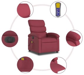 Poltrona reclinável de massagens elétrica tecido vermelho tinto