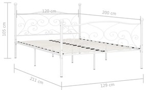 Estrutura de cama com estrado de ripas 120x200 cm metal branco