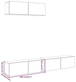 Móveis de parede para TV 3 peças madeira velha 100x30x30 cm