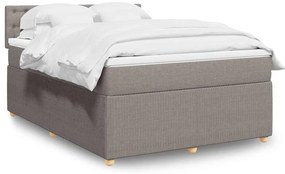 vidaXL Cama com molas/colchão 140x190 cm tecido castanho-acinzentado